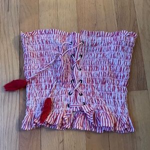Medium red white tube top
